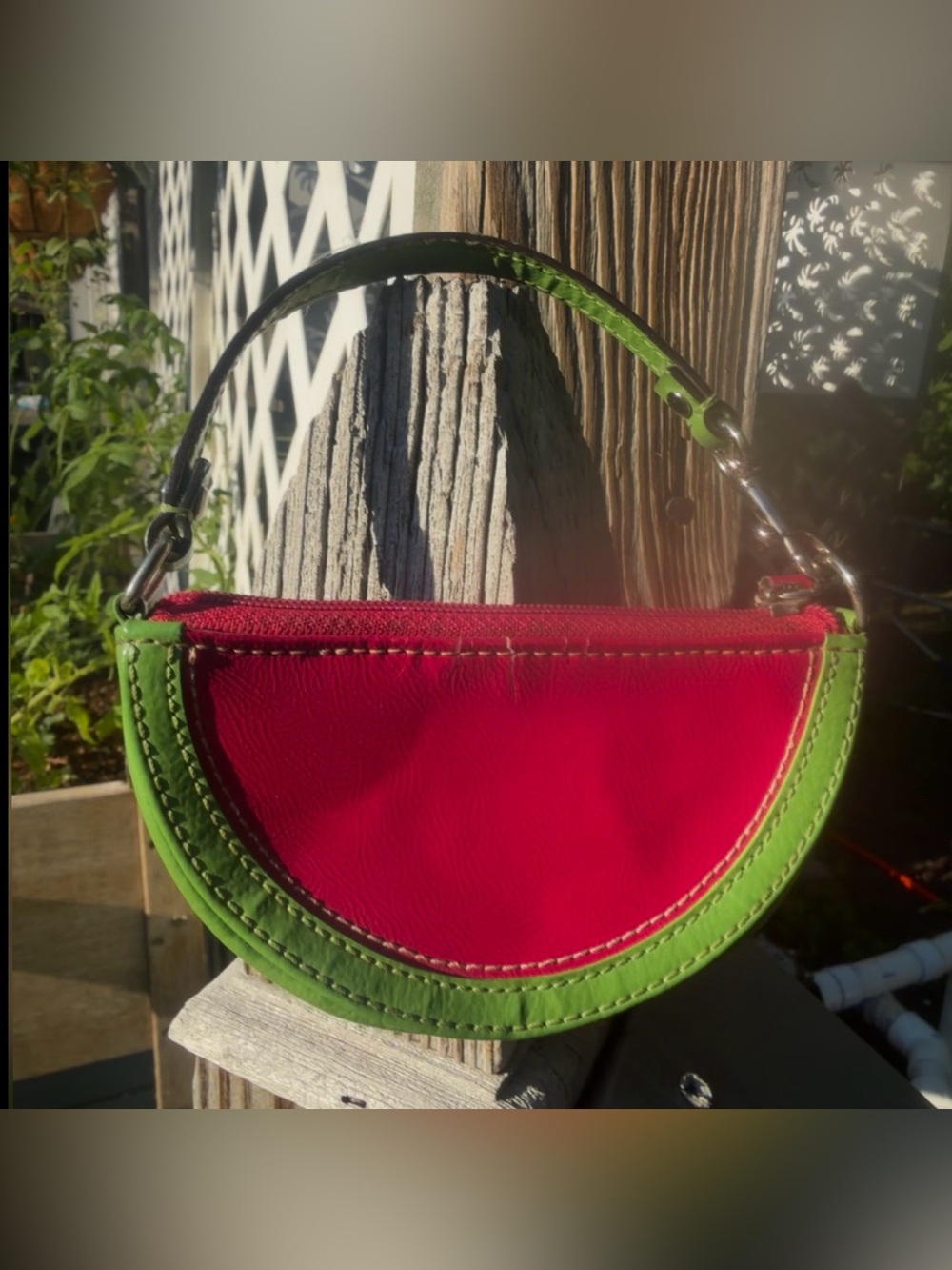 RARE 2006 Coach Pink and Green Leather Watermelon Coin Purse - Picture 3 of 3